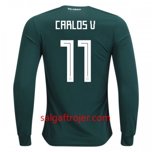 Mexico Fodboldtrøjer Carlos V 11 Hjemmebanesæt VM 2018 Langærmet Mexico Fodboldtrøjer Carlos V 11 Hjemmebanesæt VM 2018 Langærmet